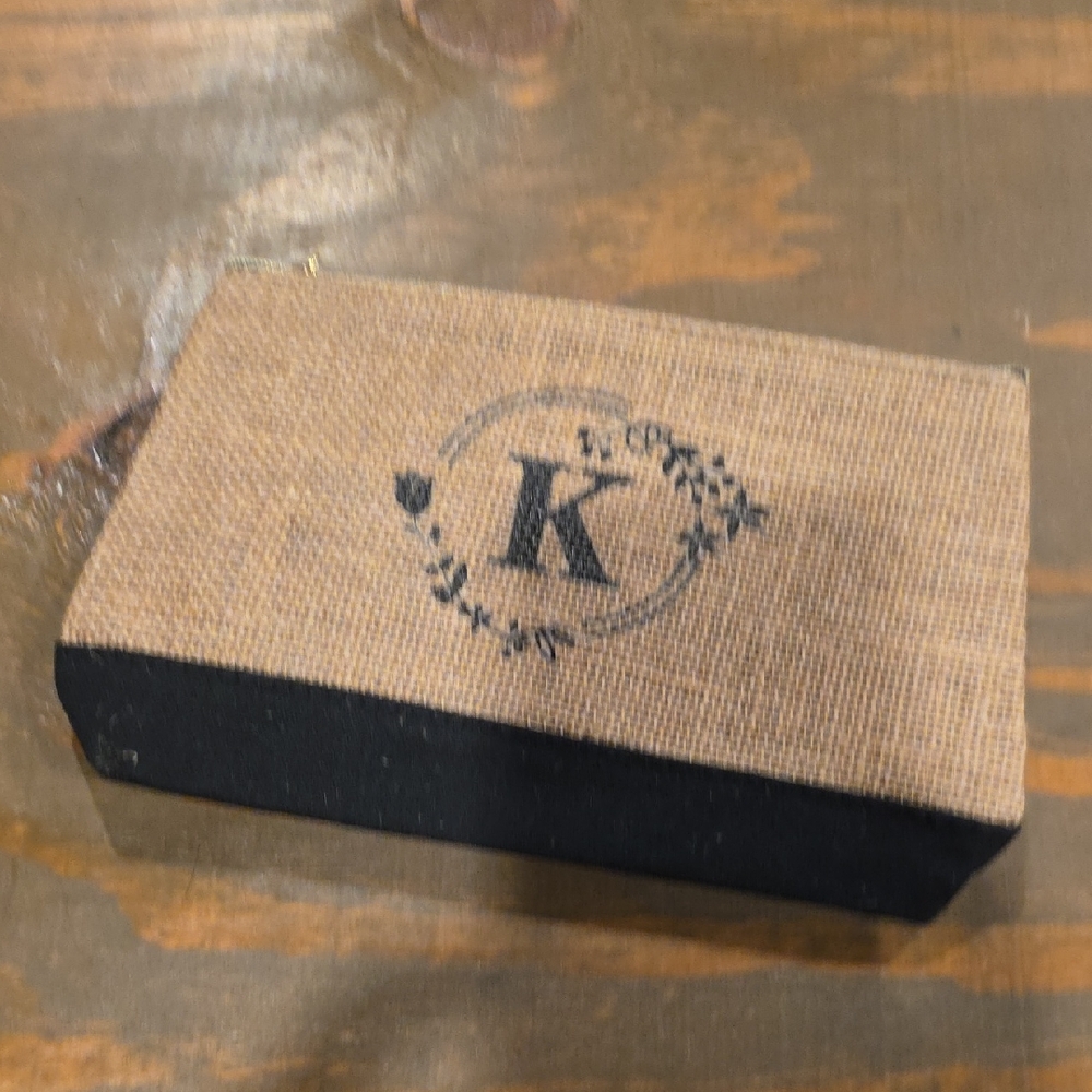 Monogram K Two-Tone Travel Pouch in Brown and Black